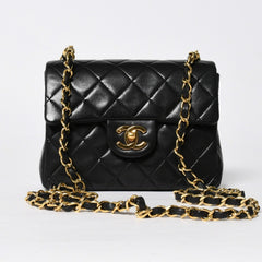 極美品 CHANEL シャネル ミニマトラッセ17 Sフラップ Sチェーンショルダーバッグ 1番台 ココマーク ラムスキン ブラック 中古 4a009174