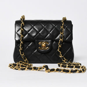 極美品 CHANEL シャネル ミニマトラッセ17 Sフラップ Sチェーンショルダーバッグ 1番台 ココマーク ラムスキン ブラック 中古 4a009174