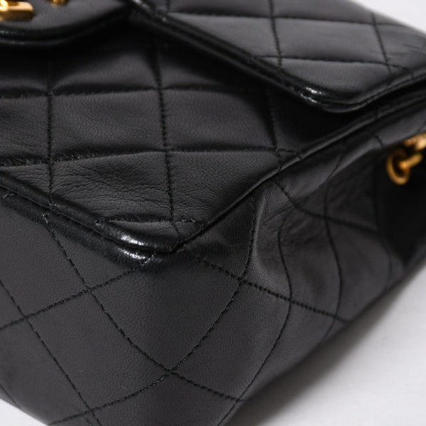 極美品 CHANEL シャネル ミニマトラッセ17 Sフラップ Sチェーンショルダーバッグ 1番台 ココマーク ラムスキン ブラック 中古 4a009174
