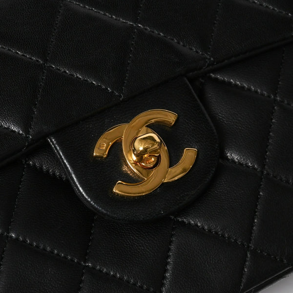 極美品 CHANEL シャネル ミニマトラッセ17 Sフラップ Sチェーンショルダーバッグ 1番台 ココマーク ラムスキン ブラック 中古 4a009174
