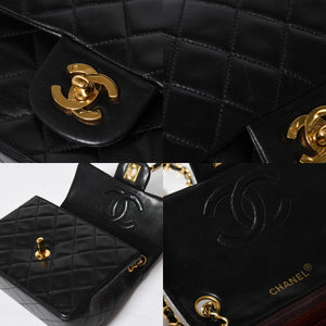 極美品 CHANEL シャネル ミニマトラッセ17 Sフラップ Sチェーンショルダーバッグ 1番台 ココマーク ラムスキン ブラック 中古 4a009174