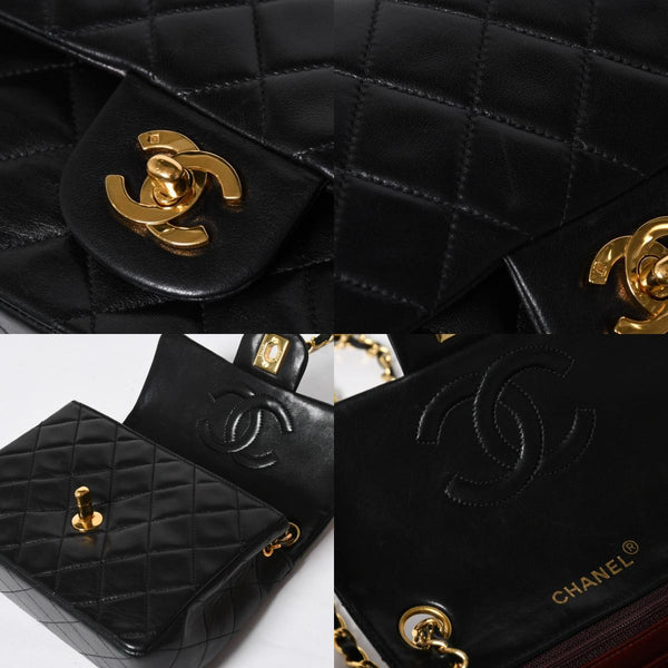 極美品 CHANEL シャネル ミニマトラッセ17 Sフラップ Sチェーンショルダーバッグ 1番台 ココマーク ラムスキン ブラック 中古 4a009174