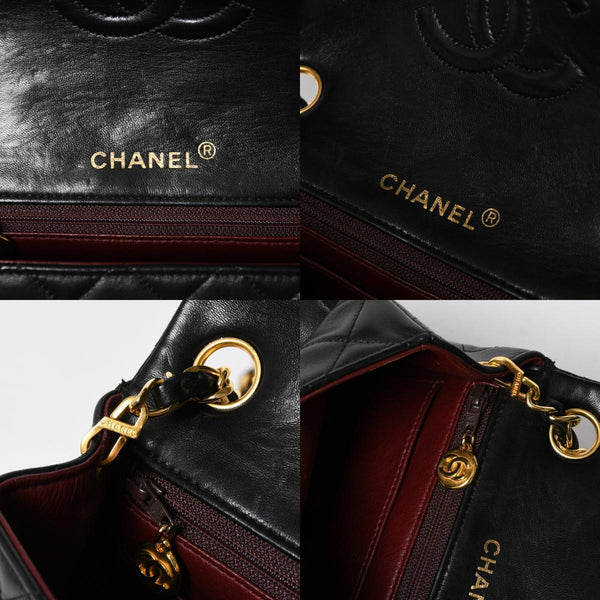 極美品 CHANEL シャネル ミニマトラッセ17 Sフラップ Sチェーンショルダーバッグ 1番台 ココマーク ラムスキン ブラック 中古 4a009174