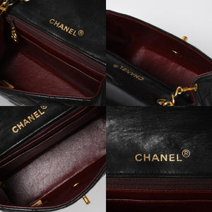極美品 CHANEL シャネル ミニマトラッセ17 Sフラップ Sチェーンショルダーバッグ 1番台 ココマーク ラムスキン ブラック 中古 4a009174