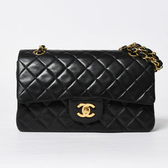 極美品 CHANEL シャネル ショルダーバッグ クラシックフラップ スモールチェーン 2番台 ブラック ゴールド金具 ココマーク 中古 4a009167