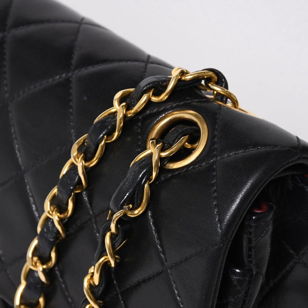 極美品 CHANEL シャネル ショルダーバッグ クラシックフラップ スモールチェーン 2番台 ブラック ゴールド金具 ココマーク 中古 4a009167