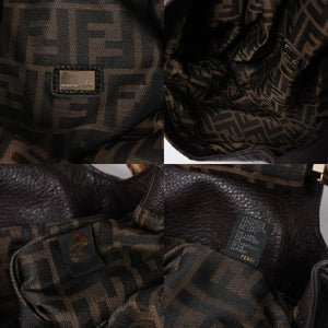 極美品 FENDI フェンディ スパイバッグ ハンドバッグ 8BR511 イタリア製 レザー キャンバス ブラウン ゴールド金具 中古 4a001565