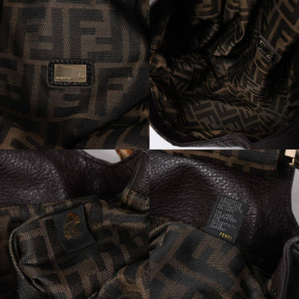 極美品 FENDI フェンディ スパイバッグ ハンドバッグ 8BR511 イタリア製 レザー キャンバス ブラウン ゴールド金具 中古 4a001565