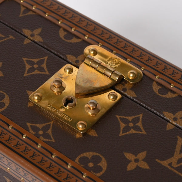 Very Good Condition LOUIS VUITTON Coffret Tresor 24 Mini Trunk Jewelry Case M10130 Monogram Blue Lagon Gold Hardware Used 4a009069