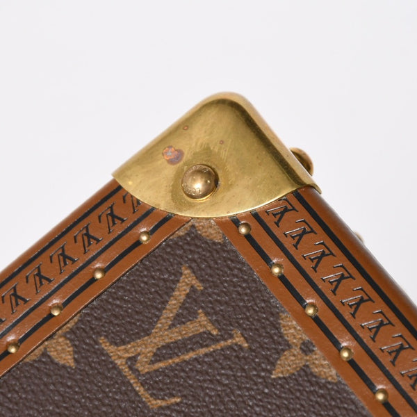 Very Good Condition LOUIS VUITTON Coffret Tresor 24 Mini Trunk Jewelry Case M10130 Monogram Blue Lagon Gold Hardware Used 4a009069