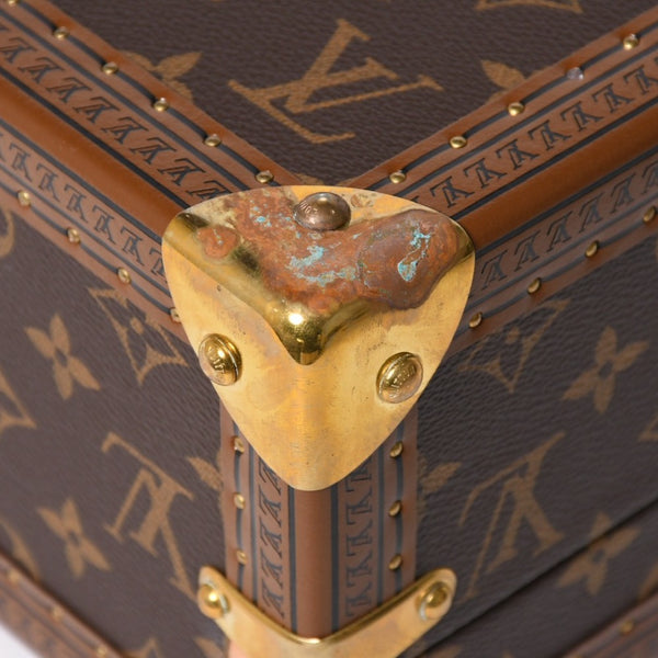 Very Good Condition LOUIS VUITTON Coffret Tresor 24 Mini Trunk Jewelry Case M10130 Monogram Blue Lagon Gold Hardware Used 4a009069