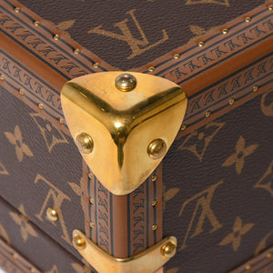 Very Good Condition LOUIS VUITTON Coffret Tresor 24 Mini Trunk Jewelry Case M10130 Monogram Blue Lagon Gold Hardware Used 4a009069