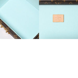 Very Good Condition LOUIS VUITTON Coffret Tresor 24 Mini Trunk Jewelry Case M10130 Monogram Blue Lagon Gold Hardware Used 4a009069