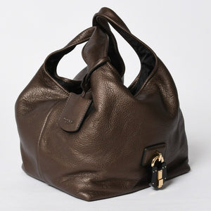 極美品 LOEWE ロエベ カリエGM ハンドバッグ ブラウン ダークブラウン ゴールド金具 レザー 中古 4a009180