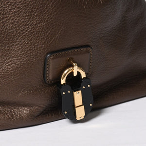 極美品 LOEWE ロエベ カリエGM ハンドバッグ ブラウン ダークブラウン ゴールド金具 レザー 中古 4a009180
