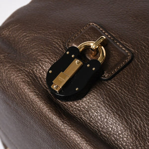 極美品 LOEWE ロエベ カリエGM ハンドバッグ ブラウン ダークブラウン ゴールド金具 レザー 中古 4a009180