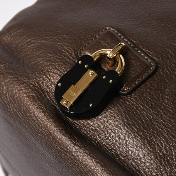 極美品 LOEWE ロエベ カリエGM ハンドバッグ ブラウン ダークブラウン ゴールド金具 レザー 中古 4a009180