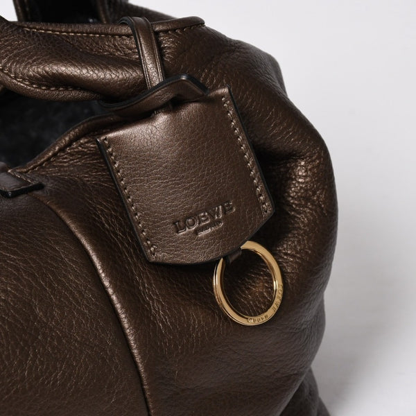 極美品 LOEWE ロエベ カリエGM ハンドバッグ ブラウン ダークブラウン ゴールド金具 レザー 中古 4a009180