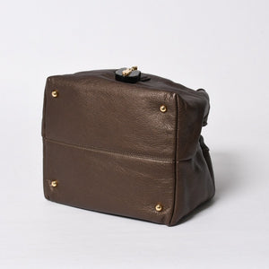 極美品 LOEWE ロエベ カリエGM ハンドバッグ ブラウン ダークブラウン ゴールド金具 レザー 中古 4a009180