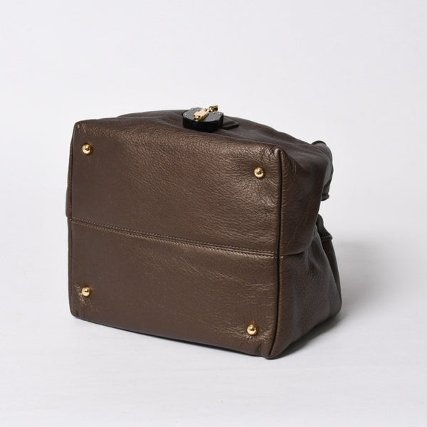 極美品 LOEWE ロエベ カリエGM ハンドバッグ ブラウン ダークブラウン ゴールド金具 レザー 中古 4a009180