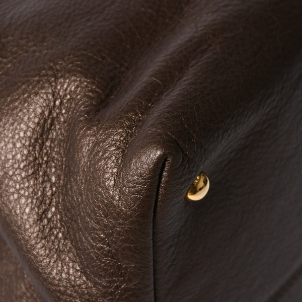 極美品 LOEWE ロエベ カリエGM ハンドバッグ ブラウン ダークブラウン ゴールド金具 レザー 中古 4a009180