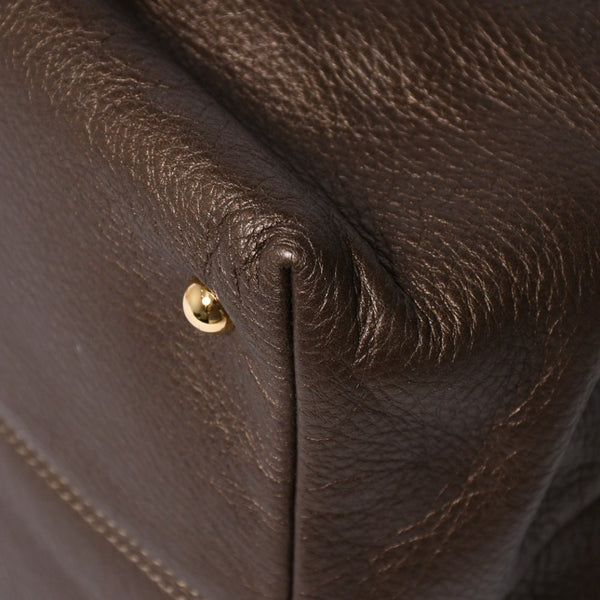 極美品 LOEWE ロエベ カリエGM ハンドバッグ ブラウン ダークブラウン ゴールド金具 レザー 中古 4a009180
