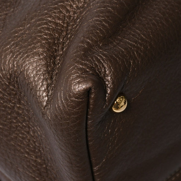 極美品 LOEWE ロエベ カリエGM ハンドバッグ ブラウン ダークブラウン ゴールド金具 レザー 中古 4a009180