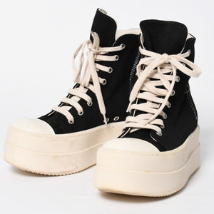 Very Good Condition RICK OWENS DRKSHDW Rick Owens Dark Shadow Double Bumper High Cut Sneakers Black White Size 36 Used 4a009256