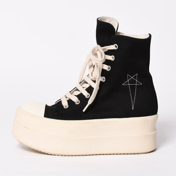 Very Good Condition RICK OWENS DRKSHDW Rick Owens Dark Shadow Double Bumper High Cut Sneakers Black White Size 36 Used 4a009256