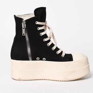 Very Good Condition RICK OWENS DRKSHDW Rick Owens Dark Shadow Double Bumper High Cut Sneakers Black White Size 36 Used 4a009256