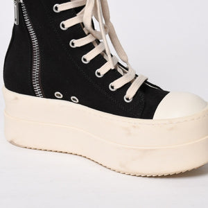 Very Good Condition RICK OWENS DRKSHDW Rick Owens Dark Shadow Double Bumper High Cut Sneakers Black White Size 36 Used 4a009256