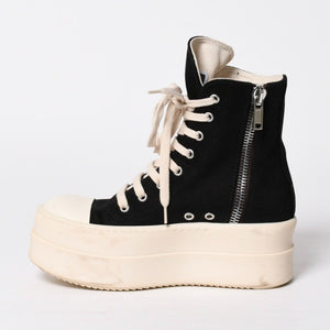 Very Good Condition RICK OWENS DRKSHDW Rick Owens Dark Shadow Double Bumper High Cut Sneakers Black White Size 36 Used 4a009256