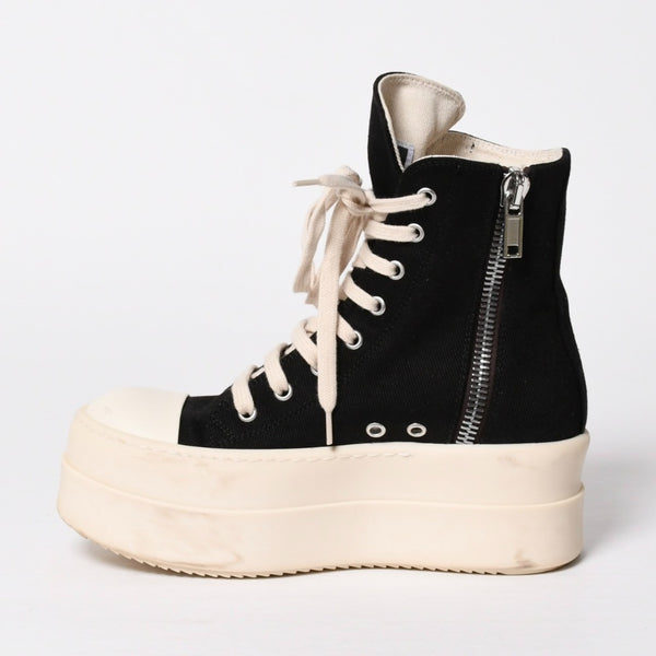 Very Good Condition RICK OWENS DRKSHDW Rick Owens Dark Shadow Double Bumper High Cut Sneakers Black White Size 36 Used 4a009256