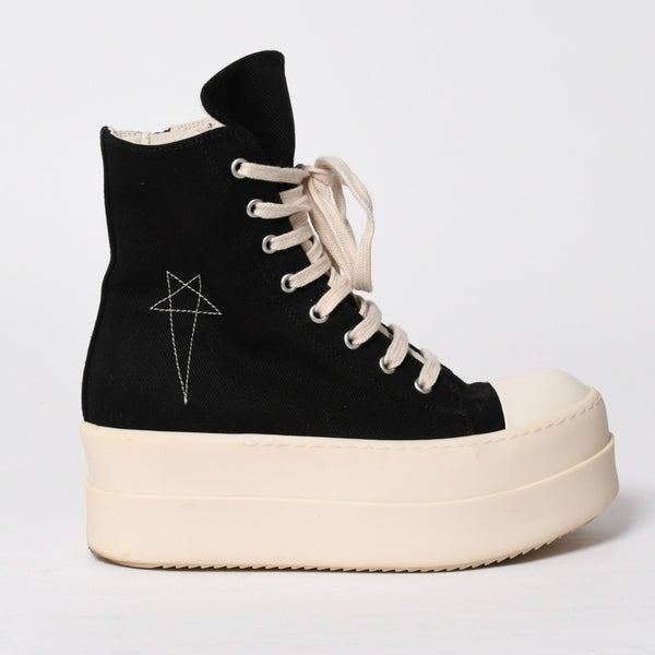 Very Good Condition RICK OWENS DRKSHDW Rick Owens Dark Shadow Double Bumper High Cut Sneakers Black White Size 36 Used 4a009256