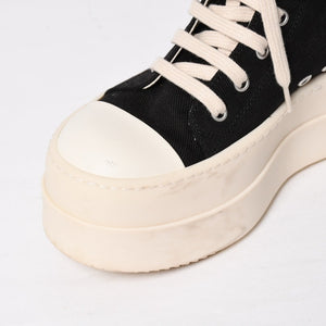 Very Good Condition RICK OWENS DRKSHDW Rick Owens Dark Shadow Double Bumper High Cut Sneakers Black White Size 36 Used 4a009256