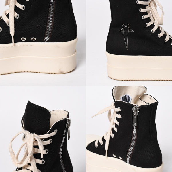 Very Good Condition RICK OWENS DRKSHDW Rick Owens Dark Shadow Double Bumper High Cut Sneakers Black White Size 36 Used 4a009256
