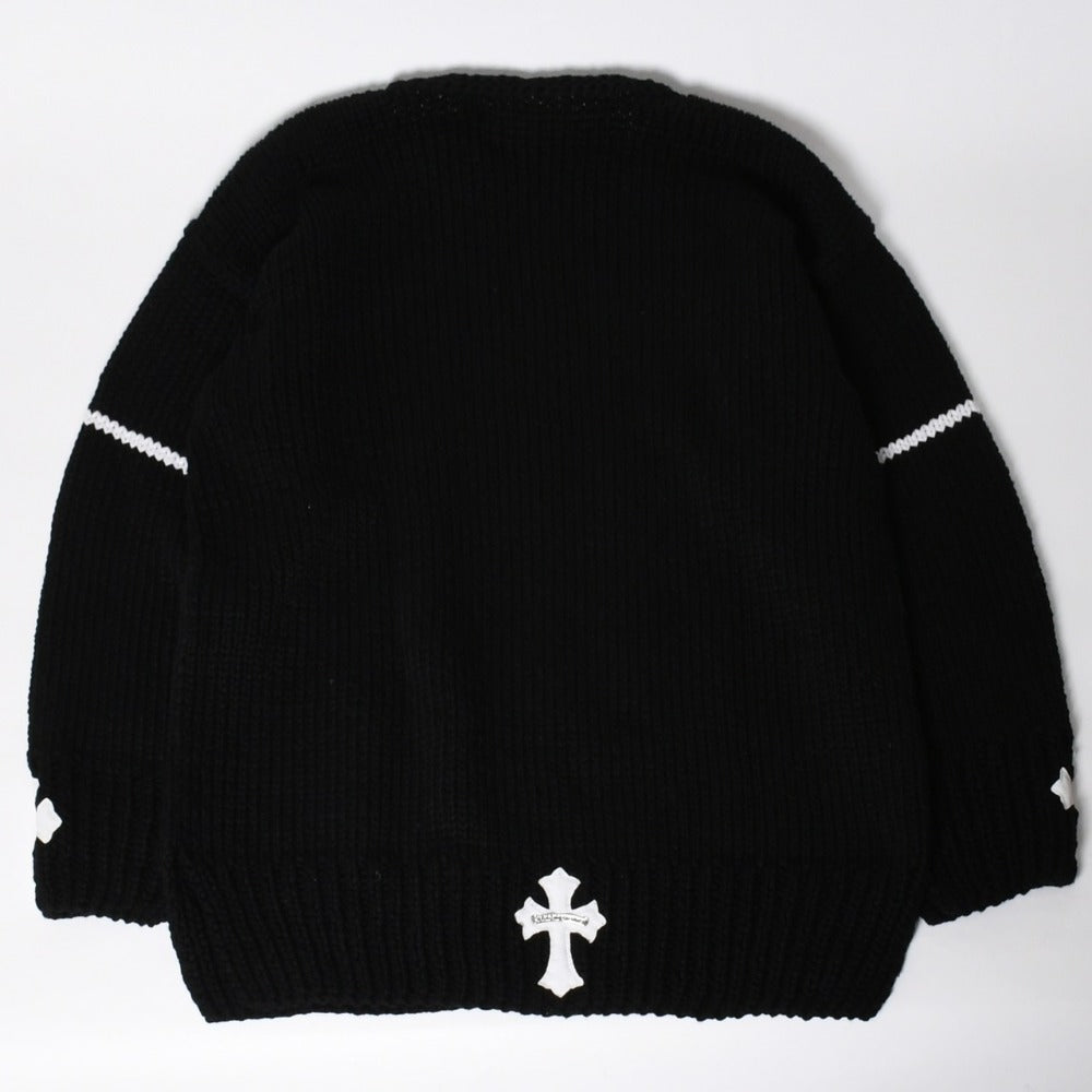 新品同様 CHROME HEARTS クロムハーツ CASHMERE CROSS PATCH SWEATER カシミヤ クロスパッチ セーター ONE SIZE 68-112 中古 4a009289
