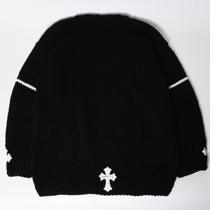 新品同様 CHROME HEARTS クロムハーツ CASHMERE CROSS PATCH SWEATER カシミヤ クロスパッチ セーター ONE SIZE 68-112 中古 4a009289