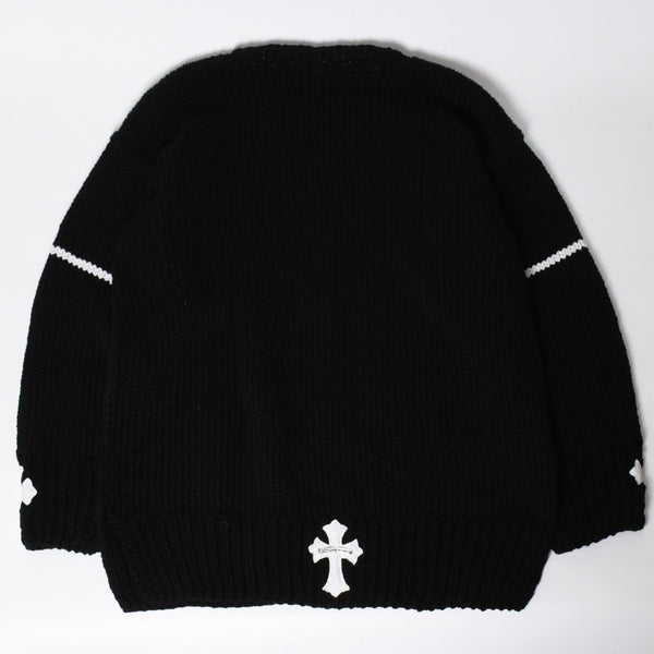 新品同様 CHROME HEARTS クロムハーツ CASHMERE CROSS PATCH SWEATER カシミヤ クロスパッチ セーター ONE SIZE 68-112 中古 4a009289