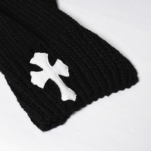 新品同様 CHROME HEARTS クロムハーツ CASHMERE CROSS PATCH SWEATER カシミヤ クロスパッチ セーター ONE SIZE 68-112 中古 4a009289