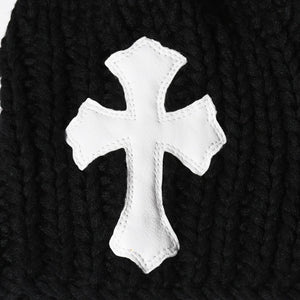 新品同様 CHROME HEARTS クロムハーツ CASHMERE CROSS PATCH SWEATER カシミヤ クロスパッチ セーター ONE SIZE 68-112 中古 4a009289