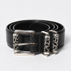 CHROME HEARTS クロムハーツ BLT ROLLER 3PC ローラーベルト サイズ36 ブラック レザー シルバー925 美品 中古 4a009356