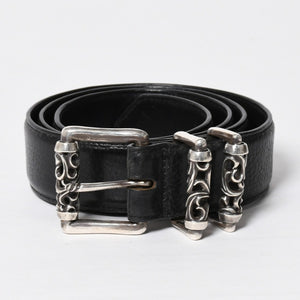 CHROME HEARTS クロムハーツ BLT ROLLER 3PC ローラーベルト サイズ36 ブラック レザー シルバー925 美品 中古 4a009356