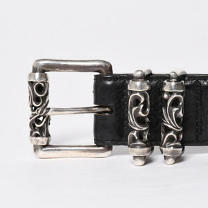 CHROME HEARTS クロムハーツ BLT ROLLER 3PC ローラーベルト サイズ36 ブラック レザー シルバー925 美品 中古 4a009356