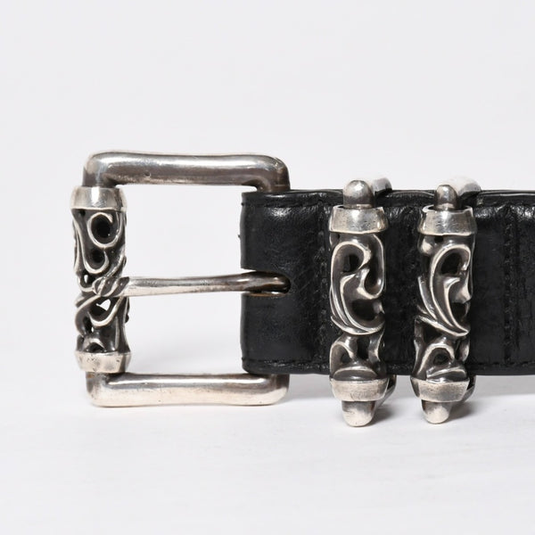 CHROME HEARTS クロムハーツ BLT ROLLER 3PC ローラーベルト サイズ36 ブラック レザー シルバー925 美品 中古 4a009356