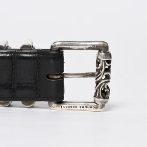 CHROME HEARTS クロムハーツ BLT ROLLER 3PC ローラーベルト サイズ36 ブラック レザー シルバー925 美品 中古 4a009356