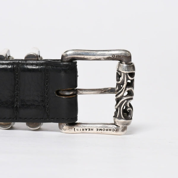CHROME HEARTS クロムハーツ BLT ROLLER 3PC ローラーベルト サイズ36 ブラック レザー シルバー925 美品 中古 4a009356