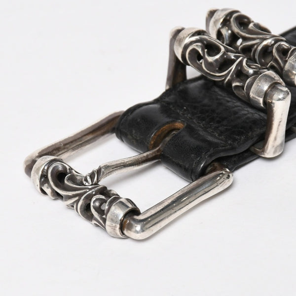 CHROME HEARTS クロムハーツ BLT ROLLER 3PC ローラーベルト サイズ36 ブラック レザー シルバー925 美品 中古 4a009356