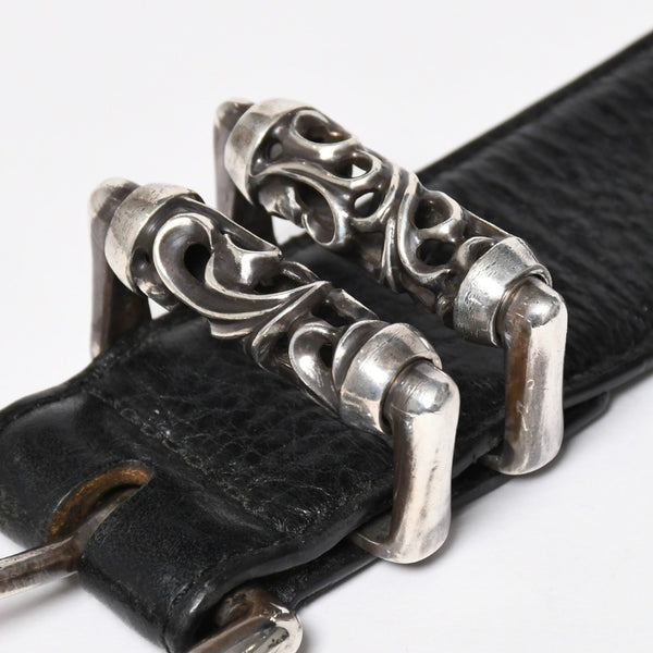 CHROME HEARTS クロムハーツ BLT ROLLER 3PC ローラーベルト サイズ36 ブラック レザー シルバー925 美品 中古 4a009356