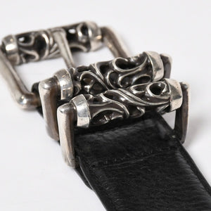 CHROME HEARTS クロムハーツ BLT ROLLER 3PC ローラーベルト サイズ36 ブラック レザー シルバー925 美品 中古 4a009356